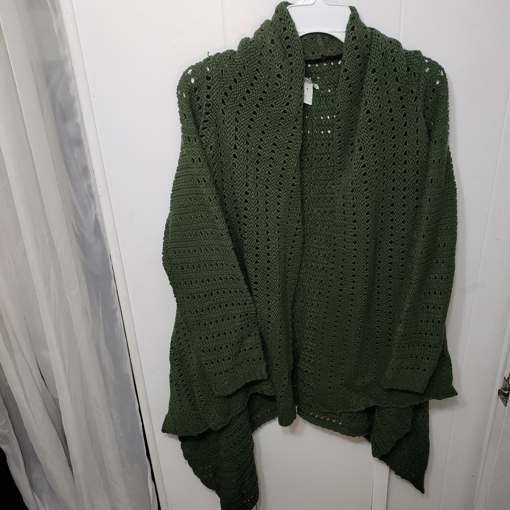 K. Jordan Green Cardigan Open Front Asymmetrical